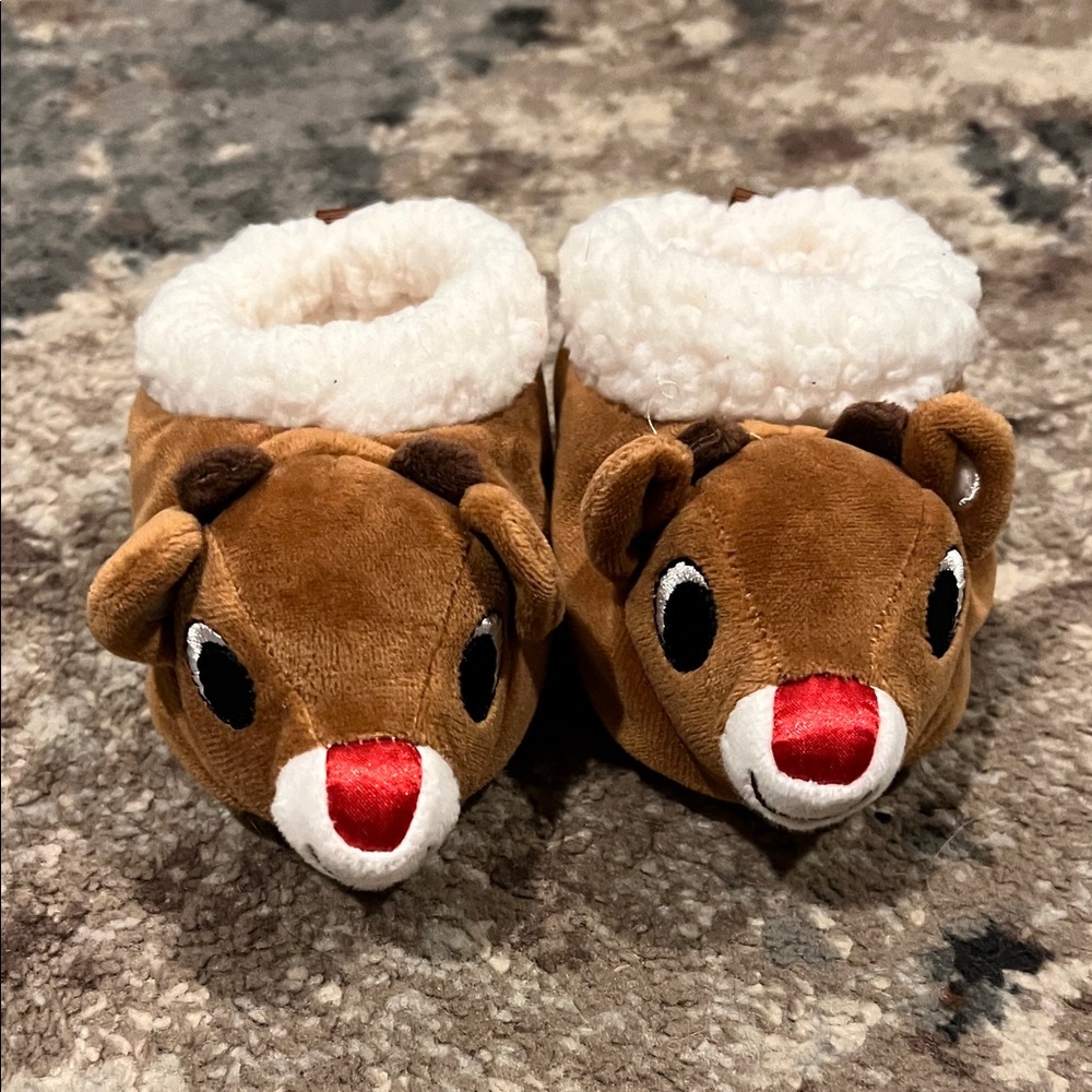 Brown Reindeer Plush Slippers